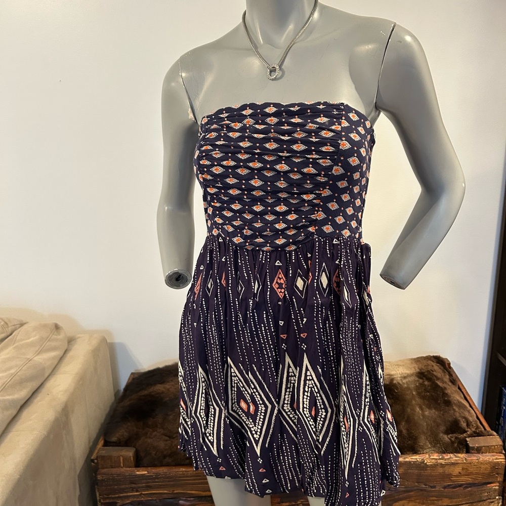 Gorgeous Roxy Navy Strapless Mini Sundress❤️M - Picture 6 of 10